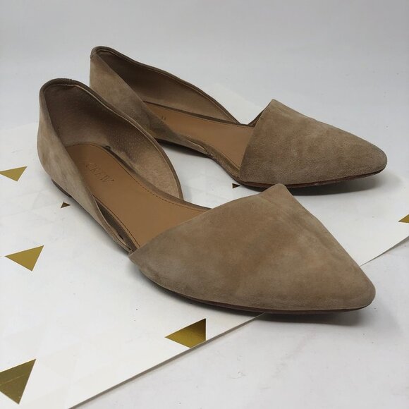 J. Crew Factory Zoe Suede D'Orsay Tan Flats 8 - Picture 1 of 8